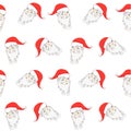 Santa Claus colorful head seamless pattern. Art design element christmas isolated hand drawn object